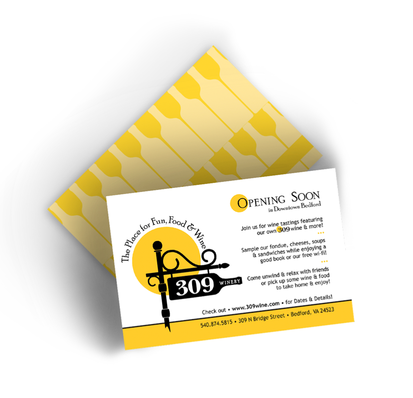 Graphic Design for Postcard for 309 Winery