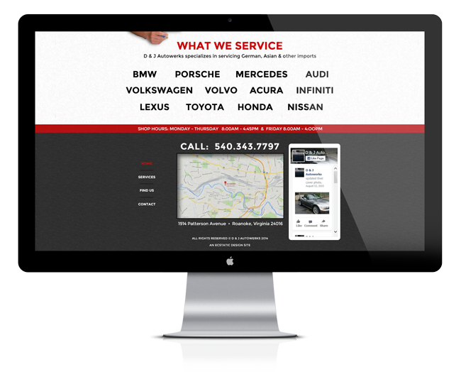 Website Design for D&J Autowerks