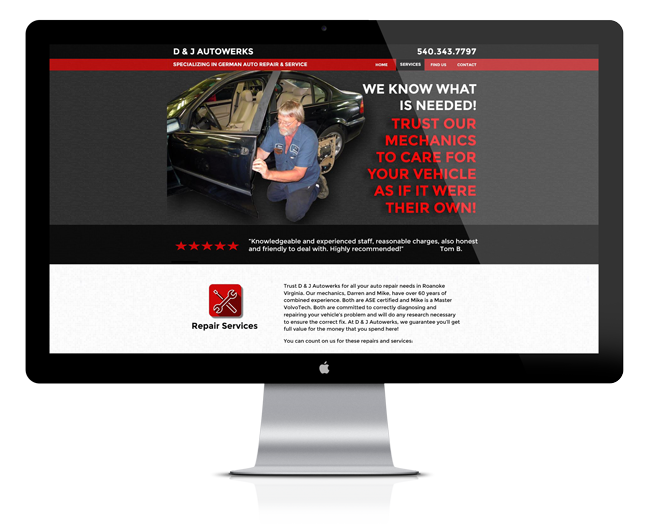 Website Design for D&J Autowerks