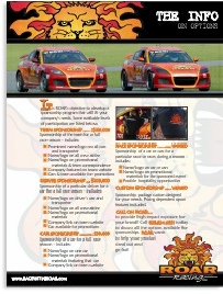 Marketing Packet Insert for Roar Racing