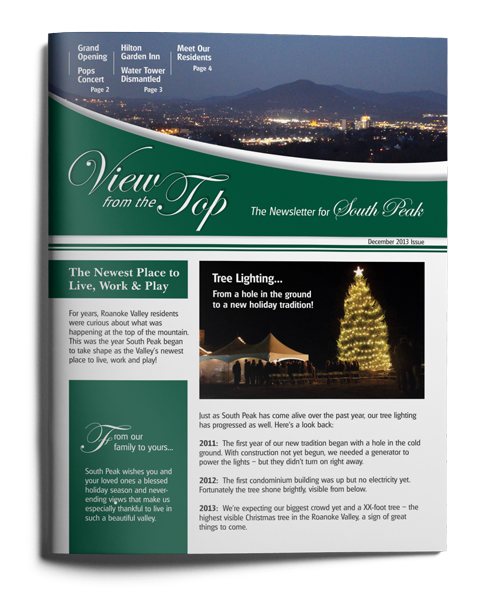 Graphic Design for Newsletter for South Peak