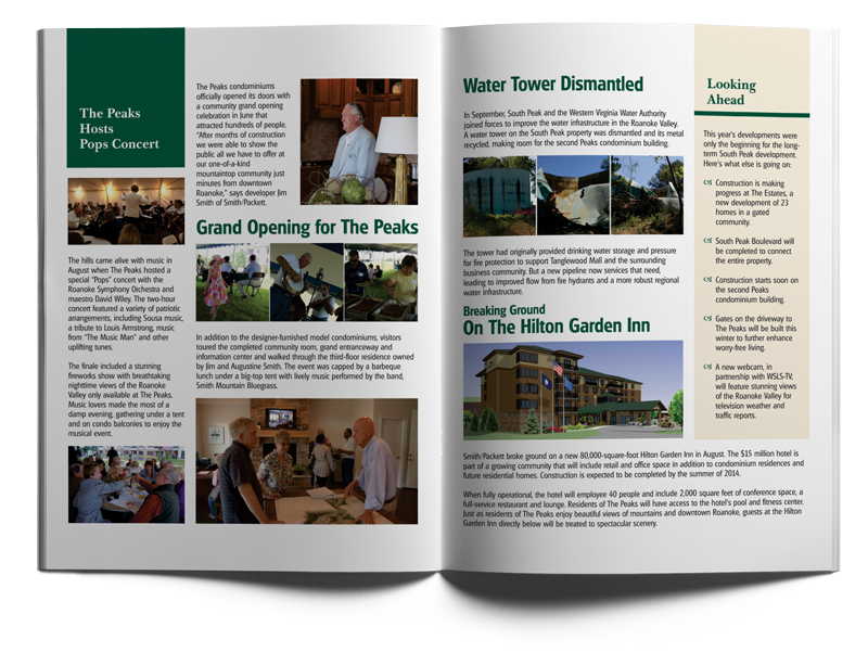 Graphic Design for Newsletter for South Peak